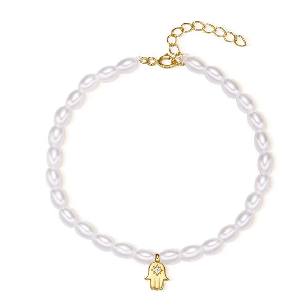 Peoria Evil Eye Rice Pearls Bracelet