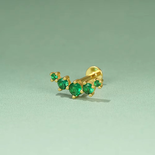 Bernar Green Emerald Green Flatback Stud- Single Earring