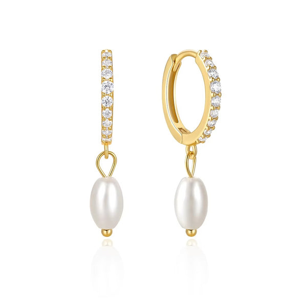 Charm Pearl Hoops Earrings