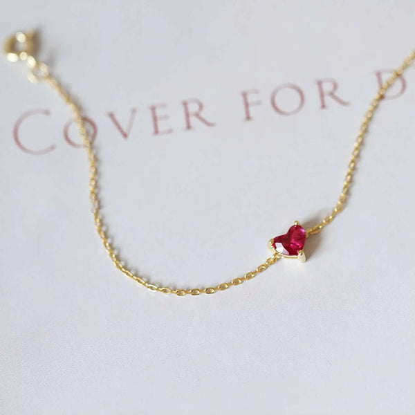 Kismet Red Ruby Heart Bracelet