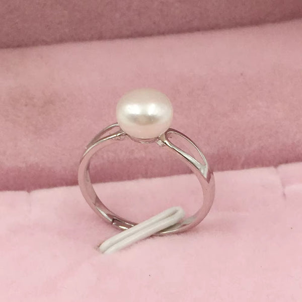 Oakie 18K Gold Sterling Silver AAA Freshwater 11mm Baroque Pearl Size Adjustable Ring