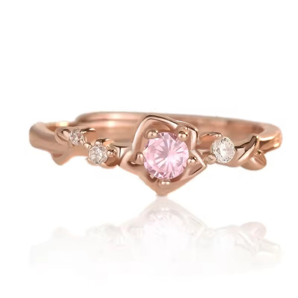 Coral Rose Quartz Rose Gold Ring