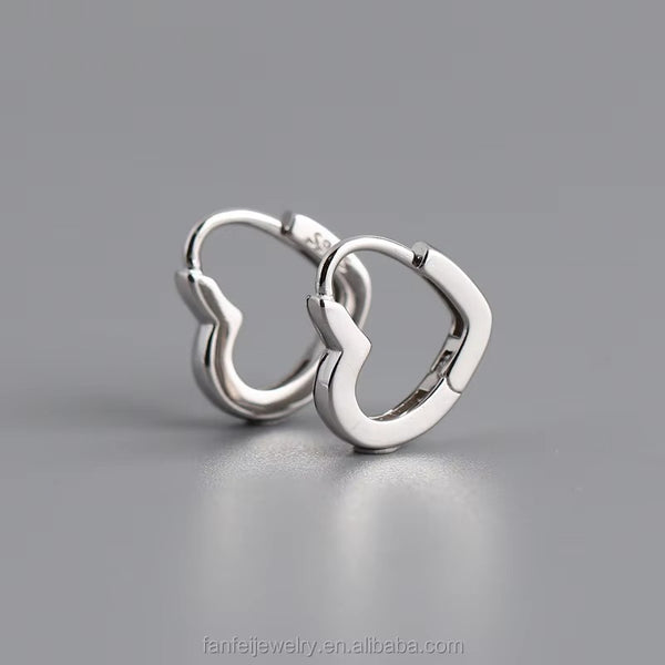 Austin Heart Shape Silver Hoops