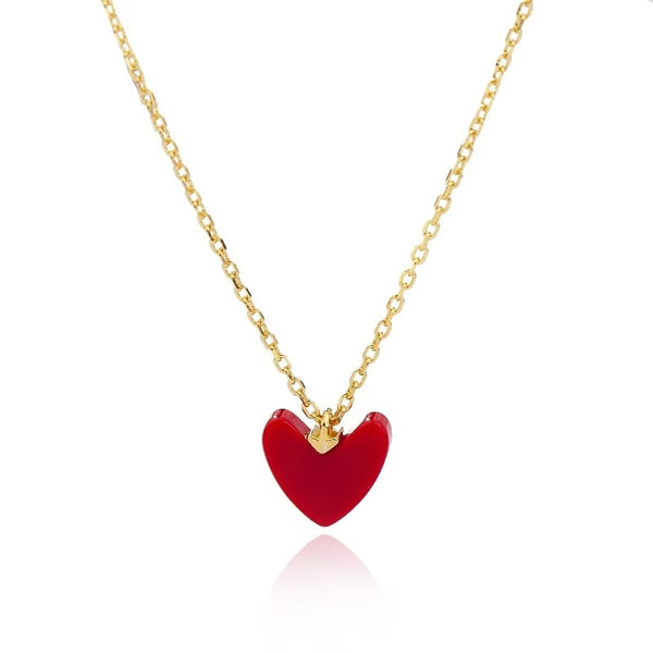 Cleo Red Heart Pendant Necklace