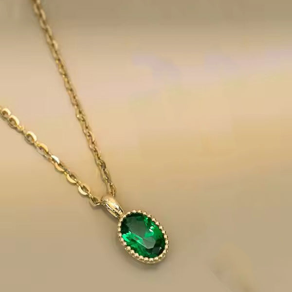 Kingwood Oval Emerald Necklace