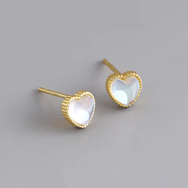 Bead Heart Shape Opal Studs