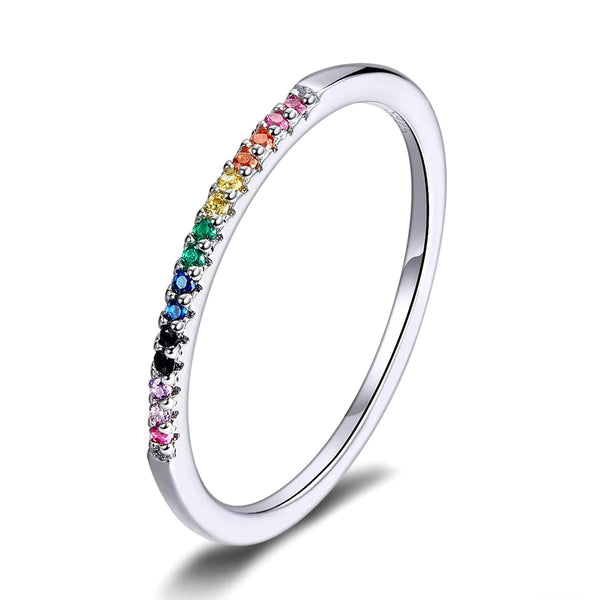 Raleigh Multicolor Stackable Adjustable Silver Ring