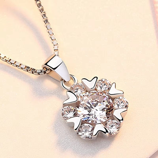 Clarity Flower Shape Crystal Pendant Necklace