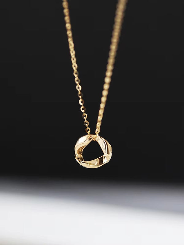 Gilded Twisted Ring Pendant Necklace