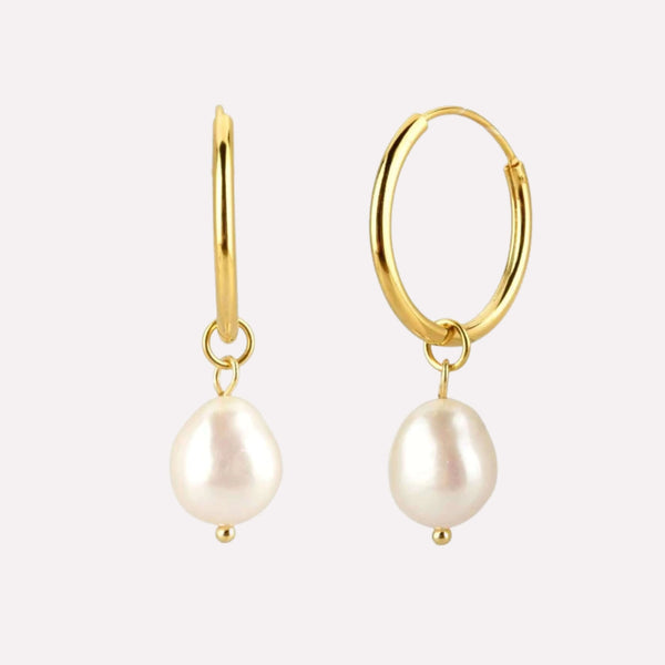 Ray Pearl Hoops Earrings