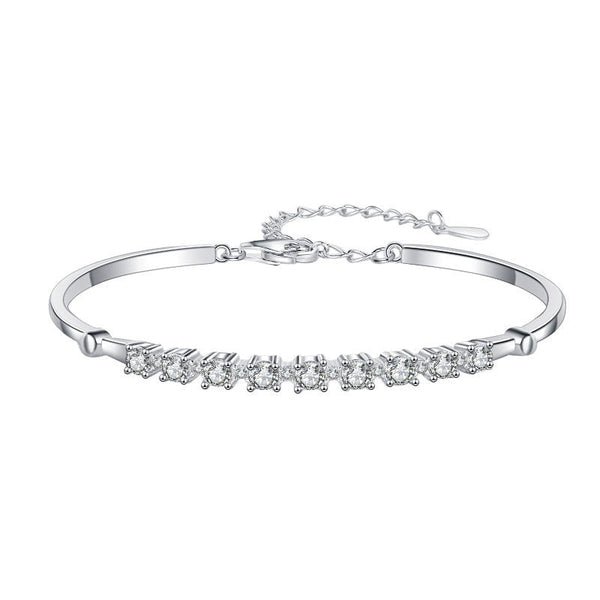 Discover the Brilliance of our 1 Carat Moissanite Bangle Bracelet in Platinum Overlay Silver