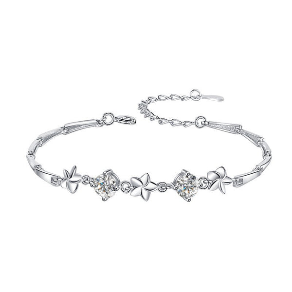 1 Carat Moissanite Floral Moissanite Bracelet in Platinum Overlay Silver