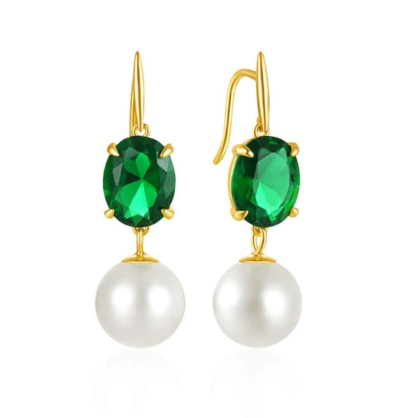 Brie Emerald Green Pearl Drops earrings