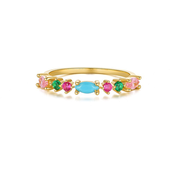 Karona Multicolor Stackable Gold Size #6 Ring