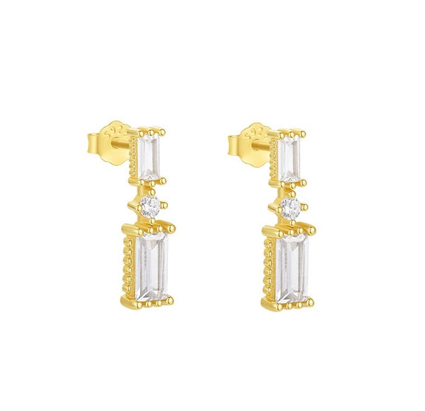 Sitara Emerald Cut Crystal Drops Earring