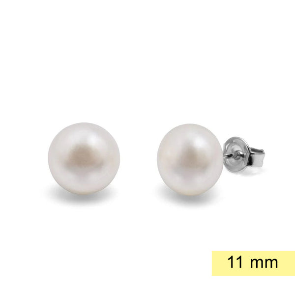 Alina 925 Sterling Silver AAA Freshwater 11mm Pearl Studs