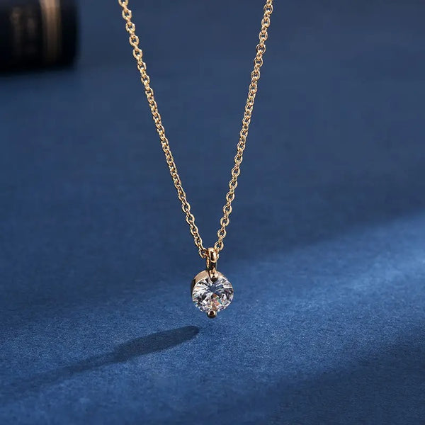 Fancy Diamond Simulant Rose Gold Necklace